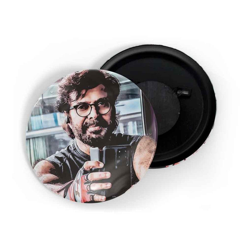 dhcrafts White color Round Fridge Magnet Malayalam Actor Mammootty D4 Glossy Finish Design Pack of 1 (75 mm)